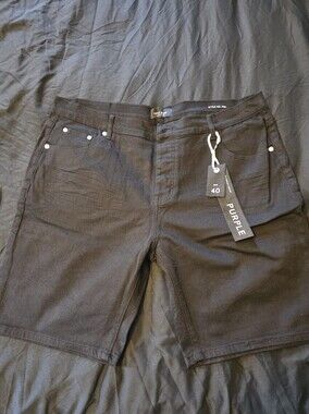 Purple Men's Black Jean Shorts - Relaxed Five-Pocket Style